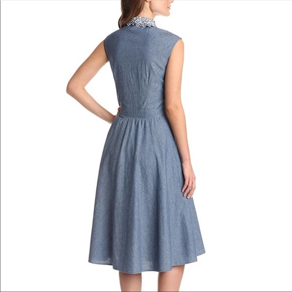 Pendleton - Sleeveless Chambray Fit and Flare Eyelet Detail June Shirt Dress - Picture 2 of 7